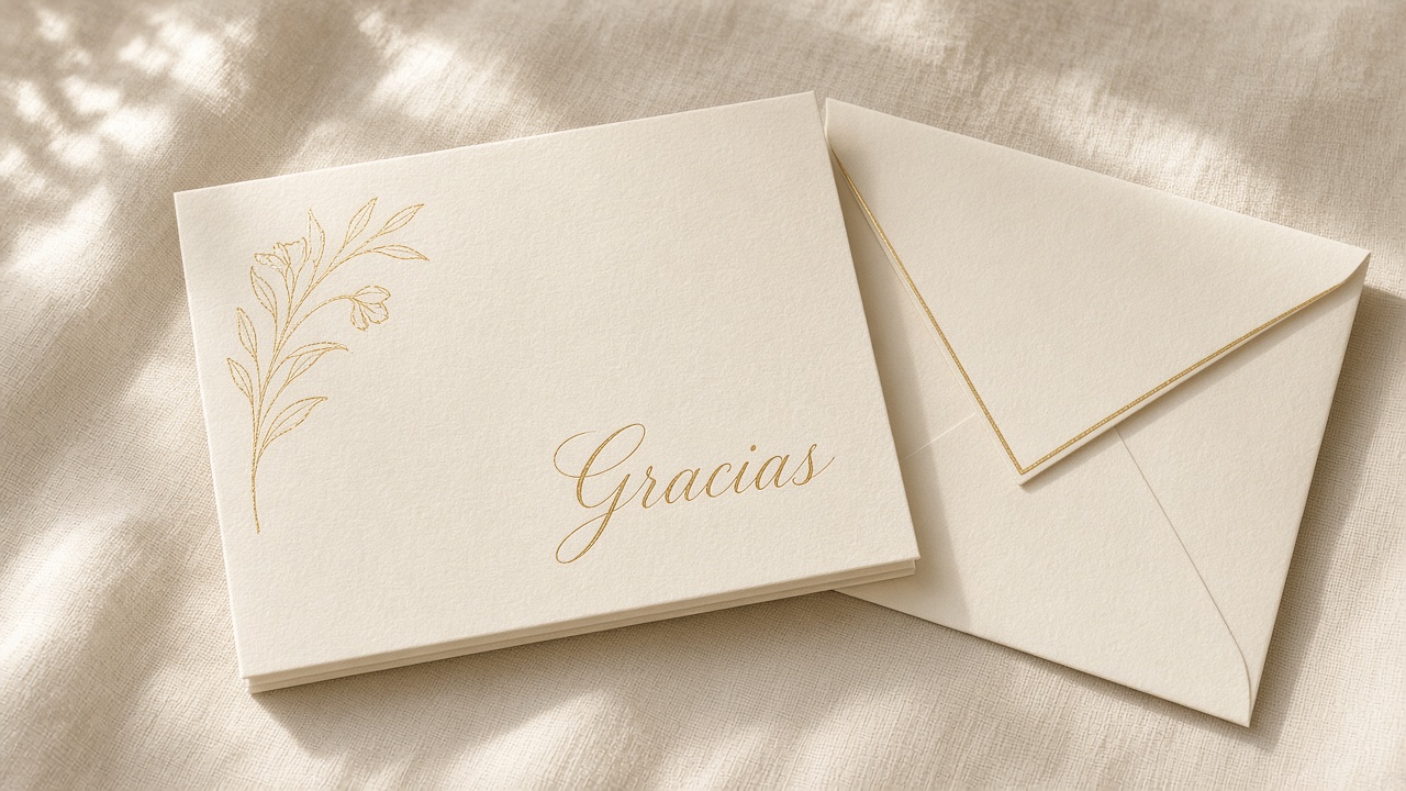 Detalle de papel cotton y sobre de boda