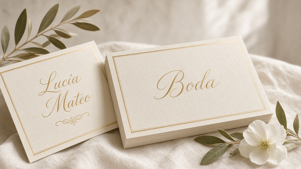 Tarjetones de boda con oficio tipográfico