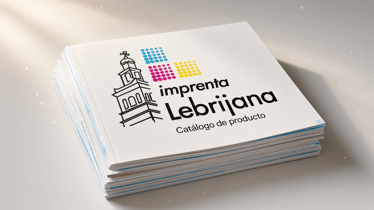 Pila de catálogos grapados recién impresos