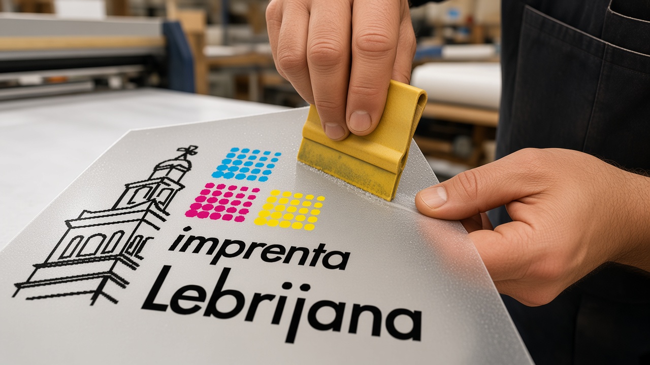 Aplicación de vinilo adhesivo sobre cristal